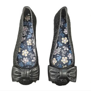 Tory Burch Sequin Divine Bow Flat Ballerina Driver Size 7‎